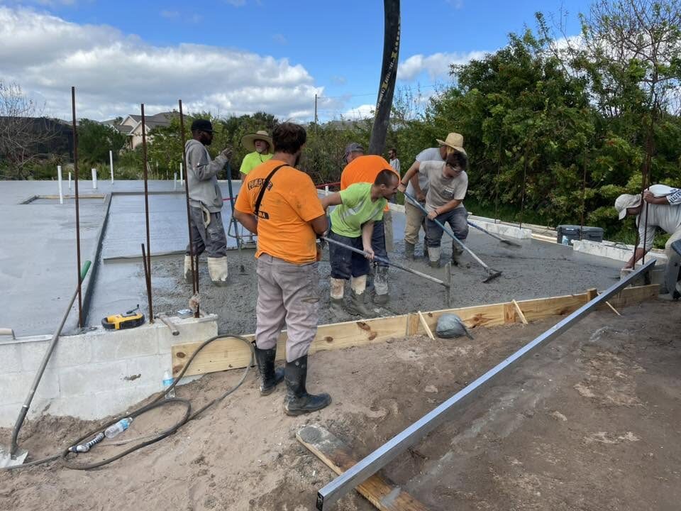 The Graham Concrete crew finishing a pour