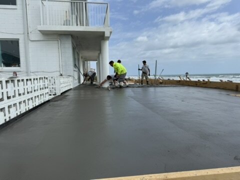 The Graham Concrete crew finishing a slab