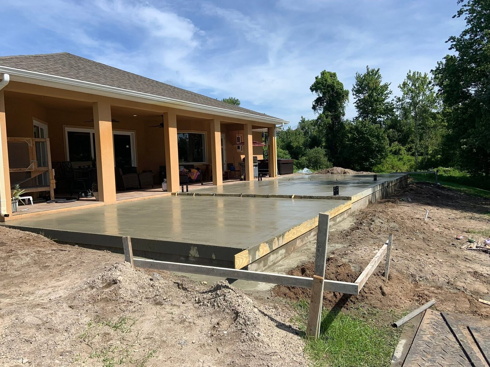 Concrete pad and slab