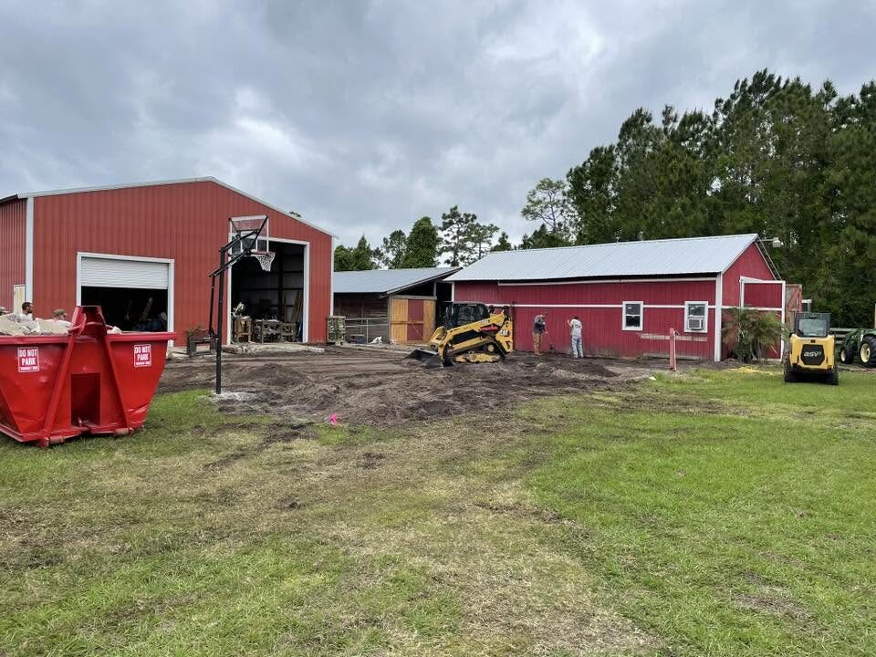 Footings and foundation block work for a steel building