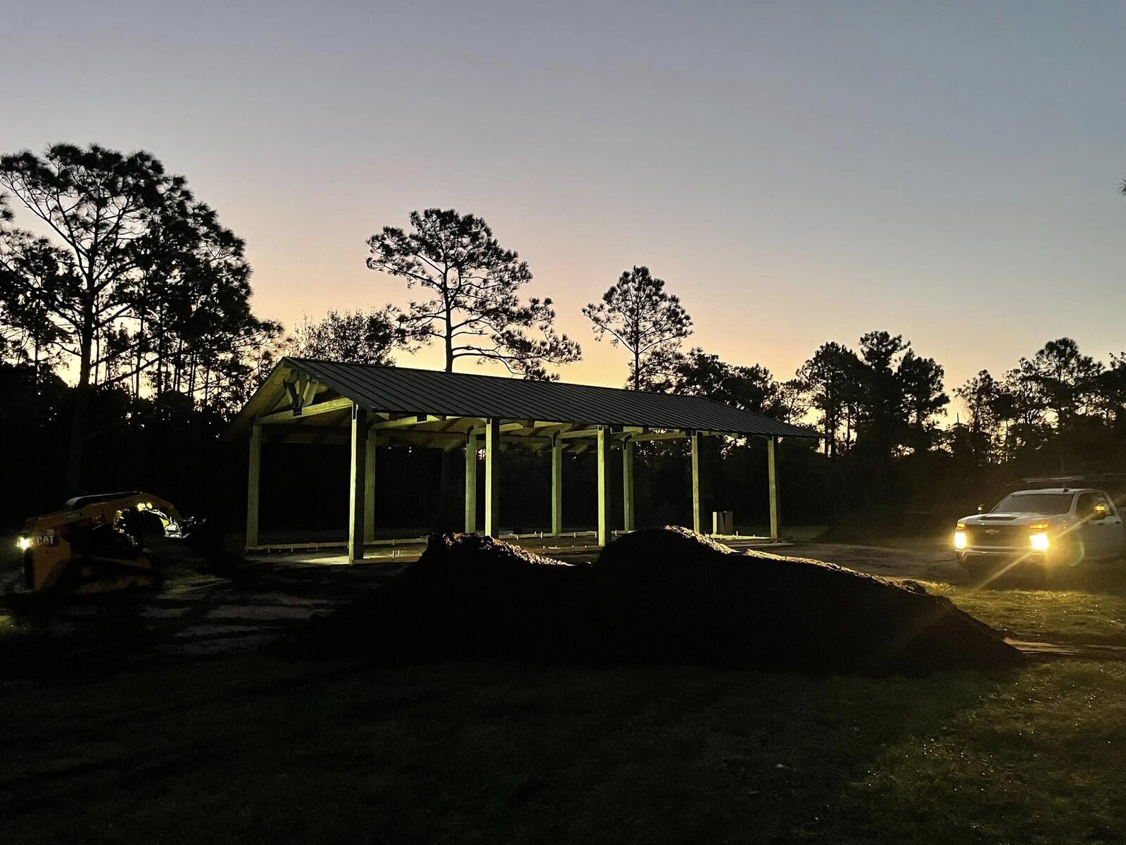 Pavilion and patio with steel structure