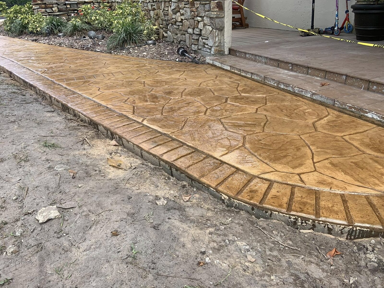 Stamped concrete walkway