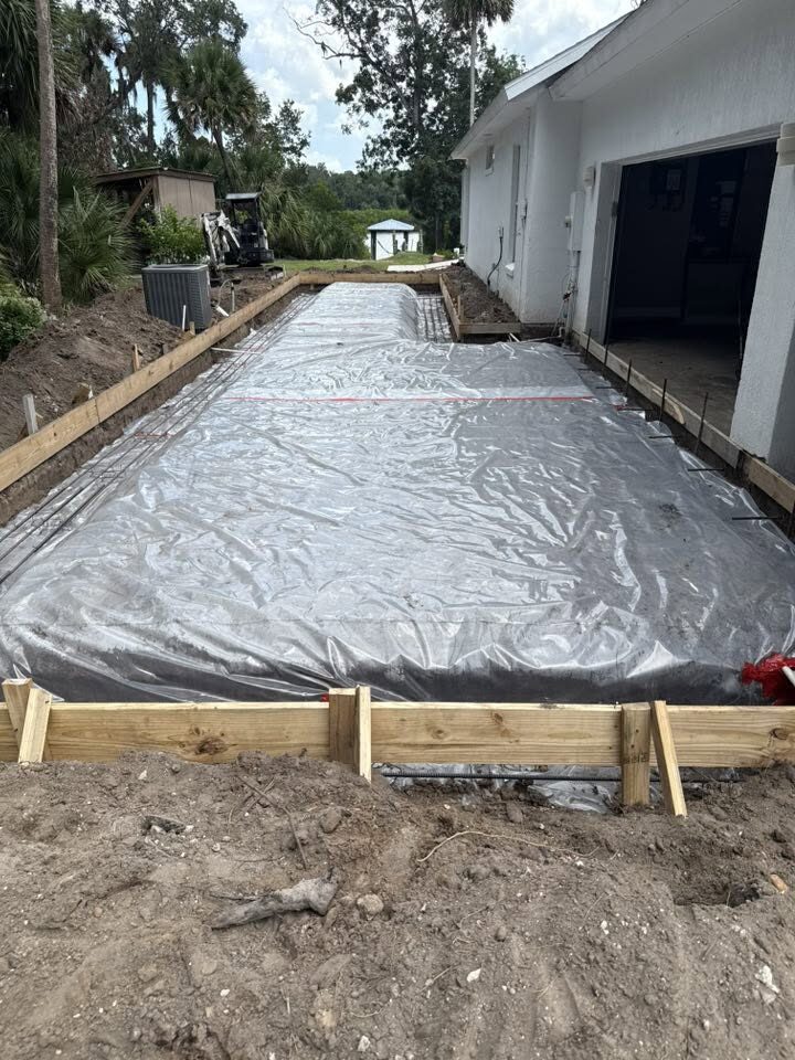 Poured concrete pad